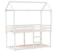 Bunk Bed with Roof Children Frame White 80x200 cm Solid Wood Pine vidaXL