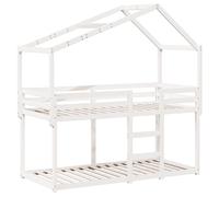 Bunk Bed with Roof Kids Twin Sleeper Bed Frame Loft Bed Solid Wood Pine vidaXL