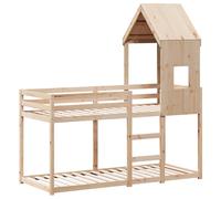 (wax brown, 90 x 190 cm) vidaXL Bunk Bed with Roof Children Bed Frame White 90x200 cm Solid Wood Pine