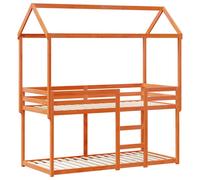 (wax brown, 90 x 200 cm) vidaXL Bunk Bed with Roof Bed Frame Kids Twin Sleeper 90x200cm Solid Wood Pine