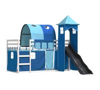 Bunk Bed with Slide and Curtains Bed Frame Kids Twin Sleeper Loft Bed vidaXL