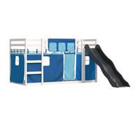 Bunk Bed with Slide and Curtains Bed Frame Kids Twin Sleeper Loft Bed vidaXL