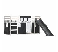 Bunk Bed with Slide and Curtains Bed Frame Kids Twin Sleeper Loft Bed vidaXL