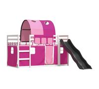 Bunk Bed with Slide and Curtains Bed Frame Kids Twin Sleeper Loft Bed vidaXL