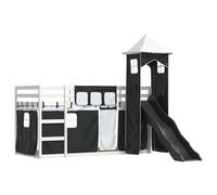 Bunk Bed with Slide and Curtains Bed Frame Kids Twin Sleeper Loft Bed vidaXL