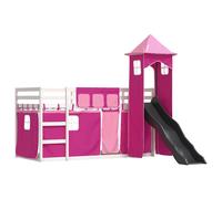 Bunk Bed with Slide and Curtains Bed Frame Kids Twin Sleeper Loft Bed vidaXL