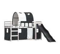 Bunk Bed with Slide and Curtains Bed Frame Kids Twin Sleeper Loft Bed vidaXL