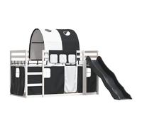 Bunk Bed with Slide and Curtains Bed Frame Kids Twin Sleeper Loft Bed vidaXL