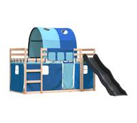 Bunk Bed with Slide and Curtains Bed Frame Kids Twin Sleeper Loft Bed vidaXL