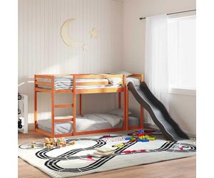 Bunk Bed with Slide&Ladder without Mattress Wax Brown 75x190 cm Small Single