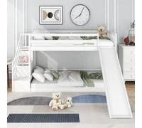 Bunk Bed With Stairs And Slide, Solid Pine Wood Frame, Kid Bed With 2 Drawers In The Steps,90X190Cm, White