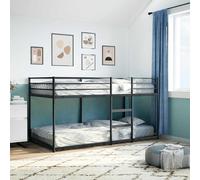 Bunk Bed without Mattress Bed Frame Loft Bed Home Bedstead Black Steel vidaXL