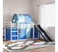 Bunk Bed with Slide and Curtains Bed Frame Kids Twin Sleeper Loft Bed vidaXL