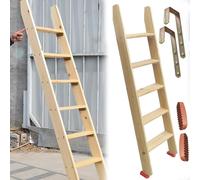 Bunk Ladder Wood Replacement, Angled Bunkbeds Ladder/ 3 4 5 6 8 10 12 Step Climbing Ladders for Adults Child Elderly, Double/Twin/Elevated Bed Side Ladder(Brown,230cm(90 3/5IN)(7.5FT))