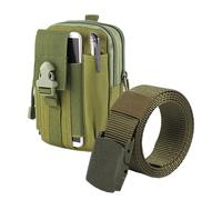Bunkbag for Men - Outdoor Hip Belt Cell Phone Pocket - Large -Volume Oxford Mobile Phone Case with Belt Bag for Smartphone -Accessories and Travel, Phone Compartment and a Wallet, Army green