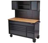 BUNKER® 08242 Roller Workstation 10 Drawer with Workbench 56" Grey