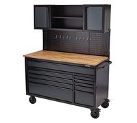 BUNKER 08242 Roller Workstation with Workbench, 10 Drawer, 56", Grey