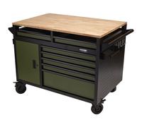 BUNKER® Multi-Functional Workbench Roller Tool Cabinet - 14 Drawer, 48", Green