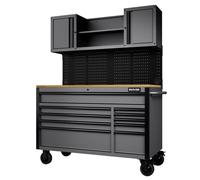 Bunker ® 10 Drawer Roller Workstation With Workbench 56in Light Grey Pk 1 31761
