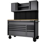 Bunker ® 10 Drawer Roller Workstation With Workbench 56in Light Grey Pk 1 31761