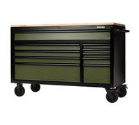 BUNKER 10 Drawer Workbench Roller Tool Cabinet 56" Green 25mm Wood Worktop 27221