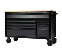 BUNKER 10 Drawer Workbench Roller Tool Cabinet, 56" Grey 25mm Wood Worktop 27220