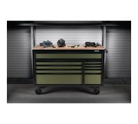 Draper 27221 Bunker 10 Drawer Workbench Roller Tool Cabinet, 56", Green