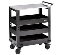 BUNKER 11585 Modular 3 Tier Trolley with Pull Handle and Stainless Steel Worktop, 714mm