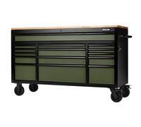 Draper Bunker 15 Drawer Workbench Roller Tool Cabinet, 61", Green