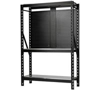 Bunker 17 Piece Modular 3 Tier Racking with Stainless Steel Shelving and Pegboar