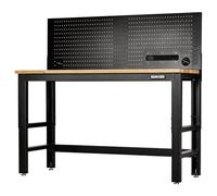 BUNKER® Workbench with Hardwood Worktop and Power Pegboard 1550mm