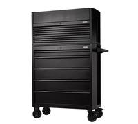 BUNKER 36" 9-Drawer Tool Chest & Roller Cabinet - Mobile Garage Storage, Soft-Close Drawers, Gas Strut Lid, Foam-Lined, Lockable, Heavy-Duty Black Steel