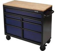 BUNKER® Workbench Roller Tool Cabinet - 7 Drawer, 41, Blue