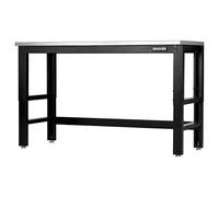 BUNKER Black Workbench with Stainless Steel Worktop 1550mm 28090