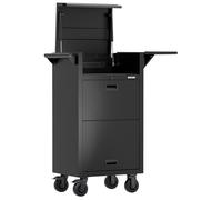 BUNKER Diagnostic Trolley 25" - 5 Drawer Mobile Tool Cabinet with Powered Top Compartment, Gas Strut Lid, EVA Lining, Laptop Tray, Lockable, Black