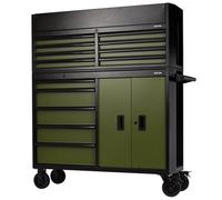 BUNKER® Combined Roller Cabinet & Tool Chest - 13 Drawer, 52", Black/Green