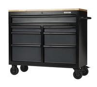 BUNKER Grey Roller Tool Cabinet 7 Drawer Workbench 41" Wood Top Draper 08216