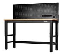 Bunker Hardwood Worktop Workbench and Power Pegboard 1.5m