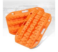 BUNKER INDUST Off Road Traction Boards, 2 Pcs Short Recovery Track Traction Mats for 4WD Mud, Sand, Snow Ramps-Orange Tire Traction Tool (Without Strap)