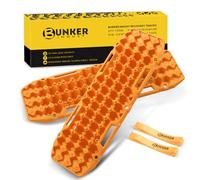 BUNKER INDUST Off Road Traction Boards, Pair Recovery Tracks Traction Mat for Vehicle Truck Jeep SUV, Mud, Snow, Sand Ramp-Orange Emergency Tire Traction Pads (Gen 10th)