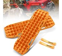BUNKER INDUST Off Road Traction Boards, Pair Recovery Tracks Traction Mat for Vehicle Truck Jeep SUV, Mud, Snow, Sand Ramp-Orange Emergency Tire Traction Pads
