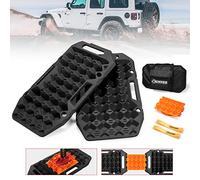 BUNKER INDUST Offroad Traction Boards with Jack Base,Pair Multifunctional Recovery Tracks Tire Traction Mat Snow Mud Sand Ramp-Black 4X4 ATV UTV Car Traction Pads with Carry Bag