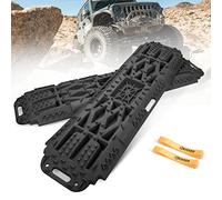 BUNKER INDUST Offroad Traction Boards with Jack Lift Base, Mud Sand Tracks Snow Tire Traction Mat Recovery Ramp for 4X4 Jeep Truck SUV ATV UTV Pair Black Traction Pads