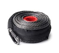 BUNKER INDUST Synthetic Winch Rope 3/8" x 85', 25000 Ibs Winch Cable Line with Protective Sleeve for 4WD Off Road Jeep ATV UTV SUV Truck Boat,1 Pcs Black Winch Rope Extension