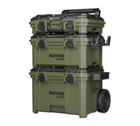 BUNKER Load-Up 9 Piece Modular Tool Storage System - 3 Tier Stackable Rolling Toolbox Set with Organisers & Accessories - IP65 Waterproof, Heavy-Duty Build, All-Terrain Wheels - Workshop & Jobsite