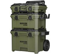 BUNKER Load-Up 9 Piece Modular Tool Storage System - 3 Tier Stackable Rolling Toolbox Set with Organisers & Accessories - IP65 Waterproof, Heavy-Duty Build, All-Terrain Wheels - Workshop & Jobsite