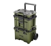 BUNKER Load-Up Rolling Tool Box - 3-in-1 Stackable Toolbox with Wheels | Heavy duty wheeled tool chest with auto-lock drawers, transparent organiser, IP65 waterproof and impact-resistant design.