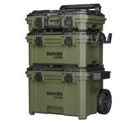 BUNKER Load-Up 9 Piece Modular Tool Storage System - 3 Tier Stackable Rolling Toolbox Set with Organisers & Accessories - IP65 Waterproof, Heavy-Duty Build, All-Terrain Wheels - Workshop & Jobsite