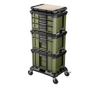 BUNKER Load-Up Tool Box Drawer Stacking System 5-Piece - 6 Drawer Tool Storage, Locking Drawers, Dolly with Braked Castors & Worktop, Heavy-Duty Organiser for Workshops & Garages
