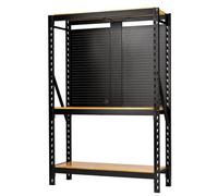 BUNKER® Modular 3 Tier Racking with Hardwood Shelving and Pegboards 1500mm (17 Piece)